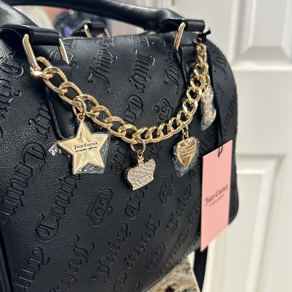 NEW WITH TAGS Juicy Couture Charms Speedy Crossbody Handbag, black - Picture 3 of 6